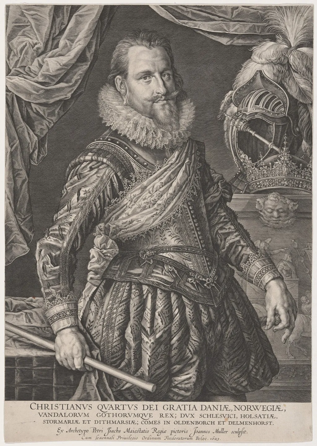 Christian IV of Denmark, by Jan Muller, ink, 1625