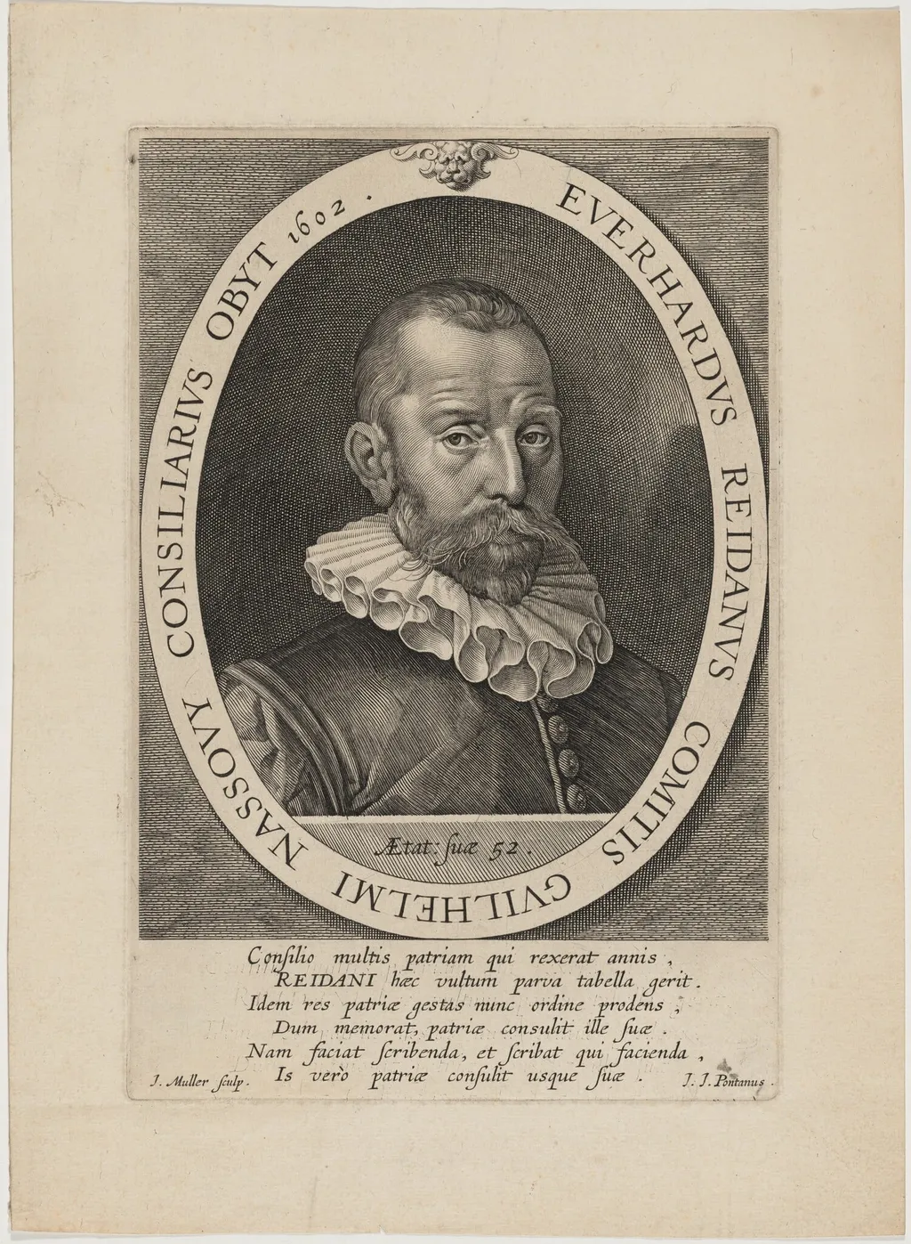 Everhard Reidan, Friend of William the Silent, by Jan Muller, ink, 1600