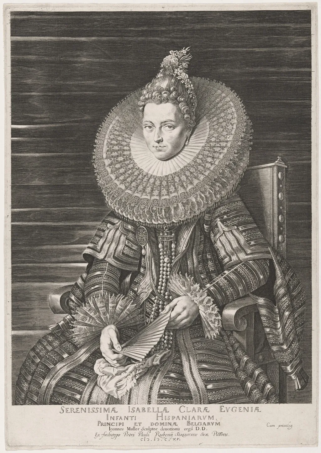 Isabella Clara Eugenia, Infanta of Spain, by Jan Muller, ink, 1615