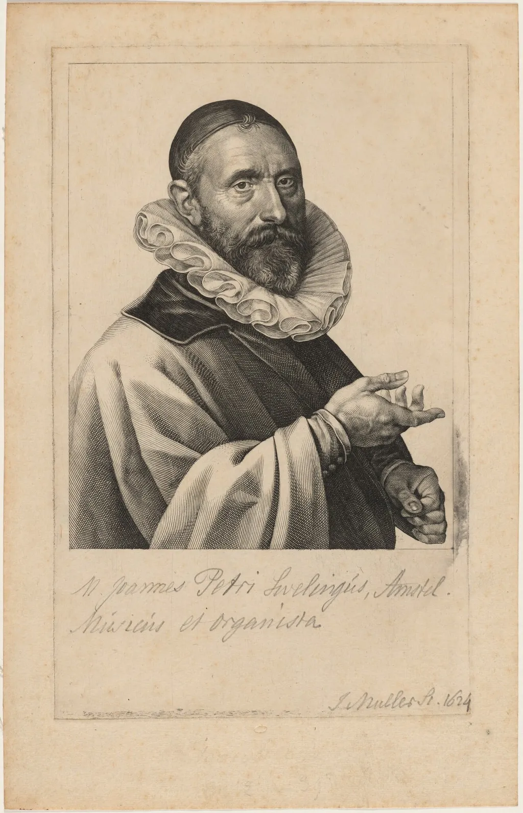 Jan Pieter Swelinck, Dutch Composer and Organist, by Jan Muller, ink, 1624