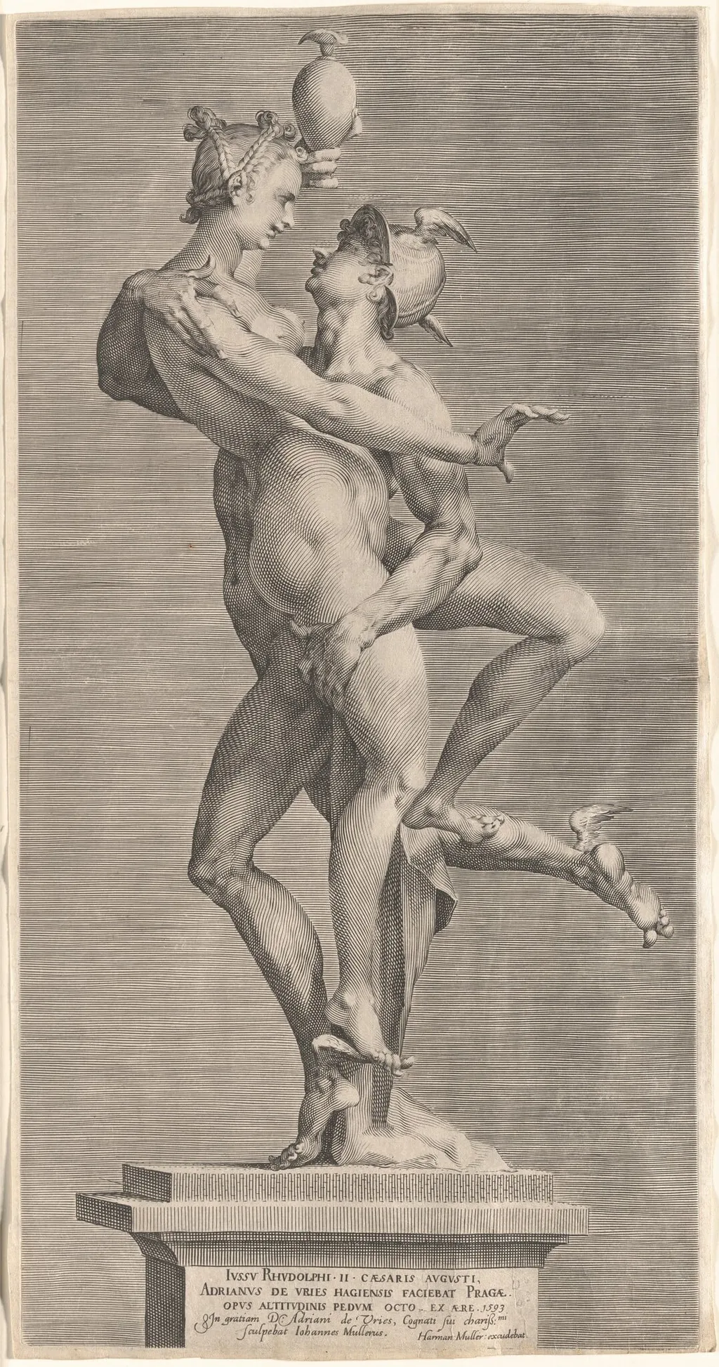 Mercury Abducting Psyche, by Jan Muller, ink, 1597