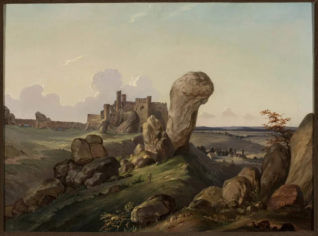 Submontane landscape – Ogrodzieniec, by Jan Nepomucen Głowacki, oil, 1846