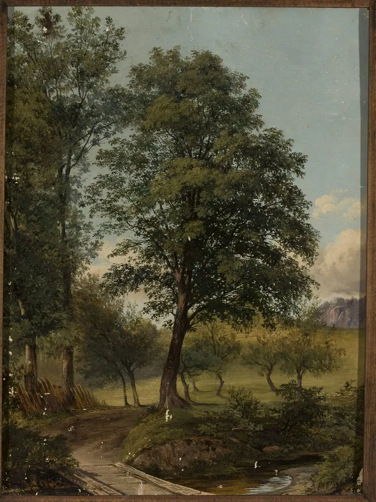 View with a bridge over a creek, by Jan Nepomucen Głowacki