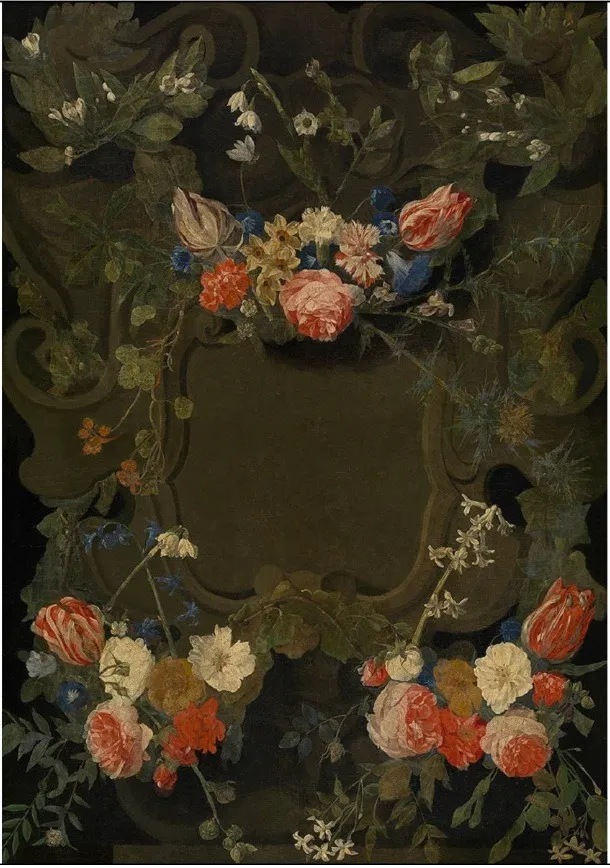 Flower garland, by Jan Philip van Thielen, oil, 1650