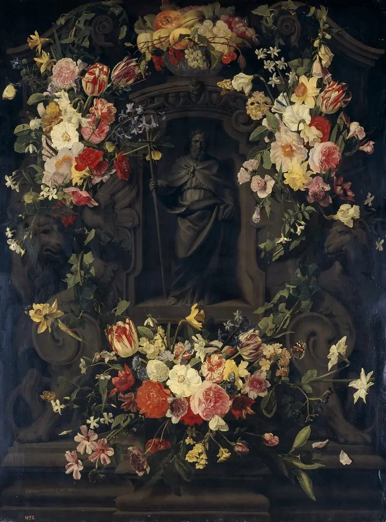 San Felipe en hornacina rodeada de flores, by Jan Philip van Thielen