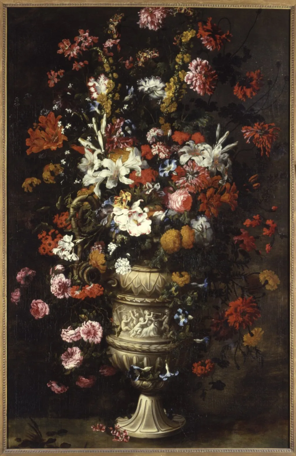 Flowers in a Figured Vase, by Jan Pieter Brueghel, oil