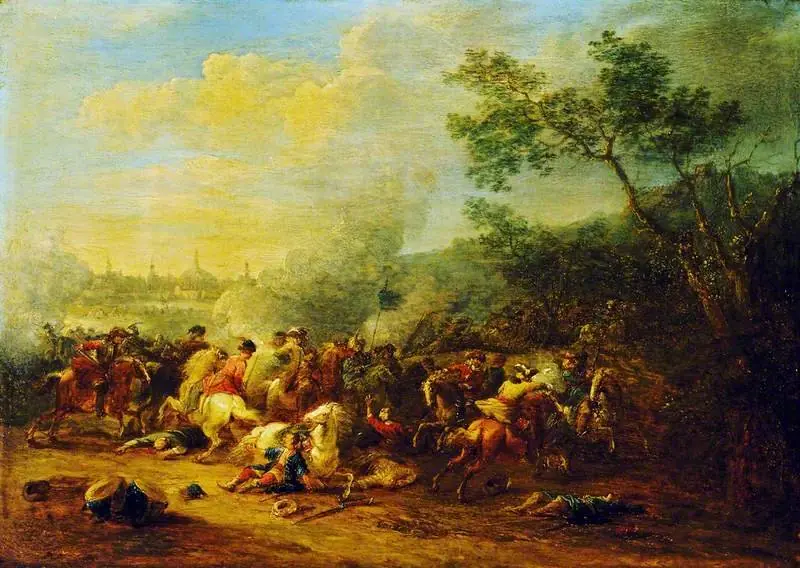 Cavalry Engagement against the Turks, with a Distant View of a Town, by Jan Pieter van Bredael