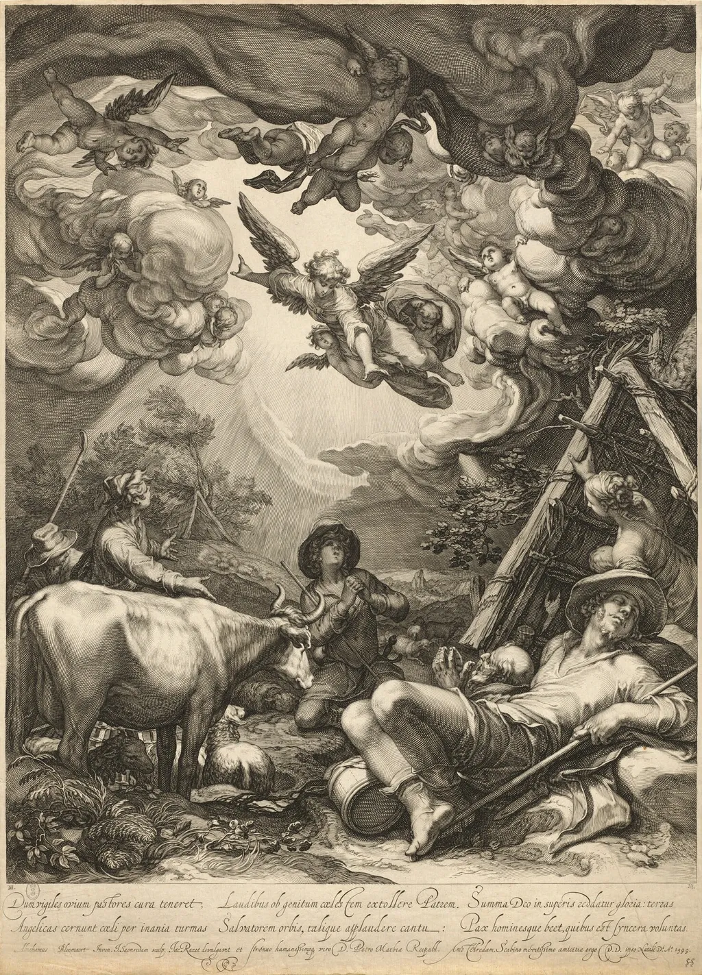Annunciation to the Shepherds, by Jan Pietersz Saenredam, ink, 1599