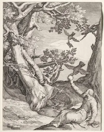 Elijah in the Wilderness Fed by Ravens, by Jan Pietersz Saenredam