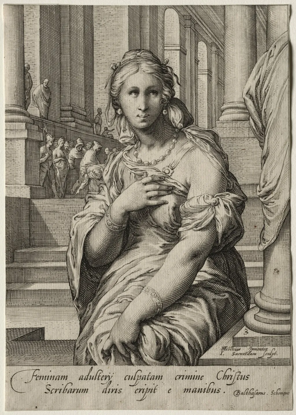 Heroines of the New Testament: The Woman Taken in Adultery, by Jan Pietersz Saenredam, 1595
