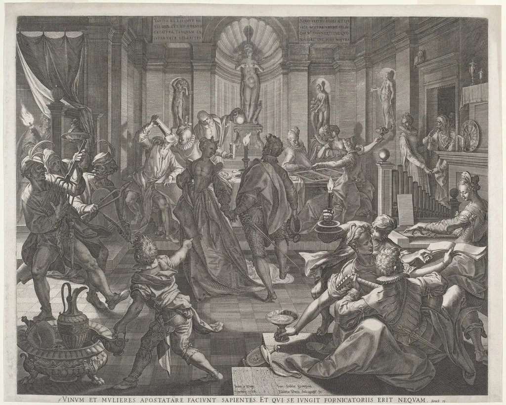 A Pleasure House, by Jan Sadeler I, ink, 1588