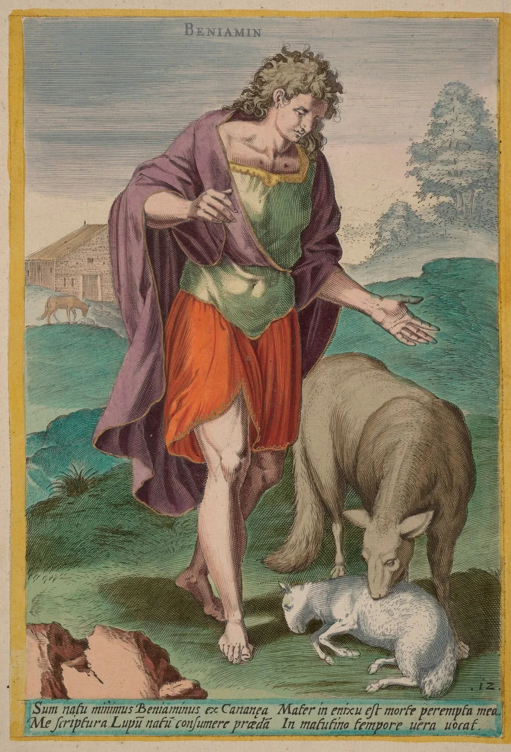 Benjamin, by Jan Sadeler I, ink, 1585