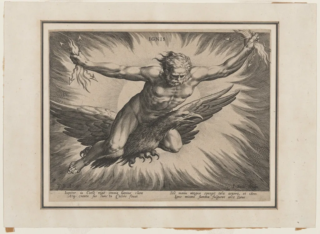 Fire, by Jan Sadeler I, ink, 1587
