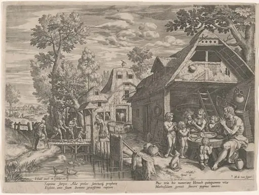 Henoch and His Family at a Meal, by Jan Sadeler I