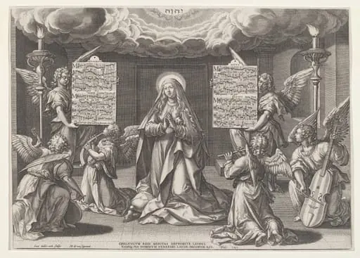 Magnificat: The Virgin Surrounded by Music-Making Angels, by Jan Sadeler I