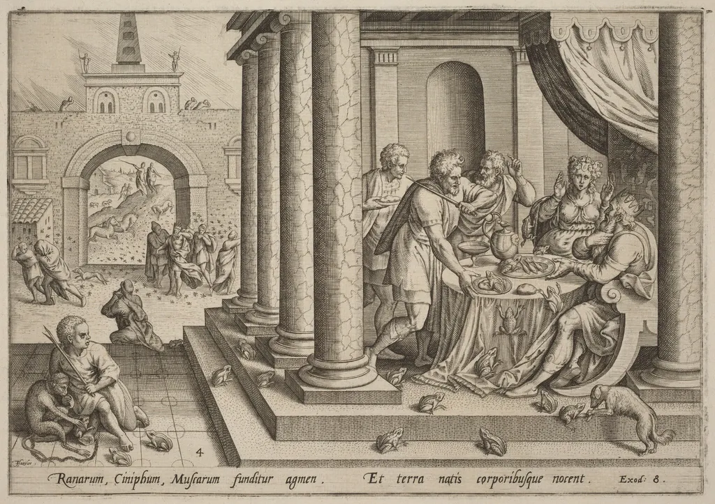 The Invasion of the Frogs, by Jan Sadeler I, ink, 1585