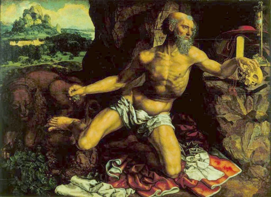 Saint Jerome, by Jan Sanders van Hemessen, oil, 1531