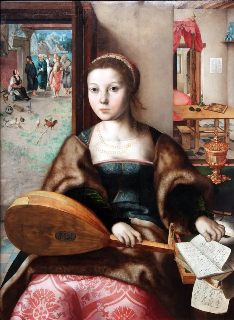 Young woman with lute and music book: Mary Magdalene