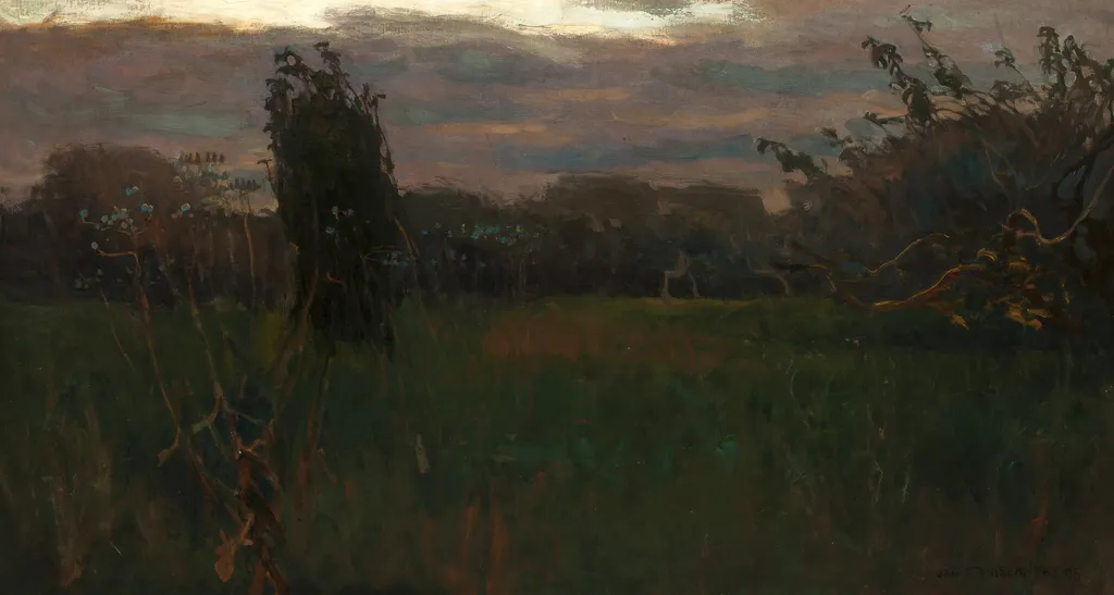 Evening, by Jan Stanisławski, oil, 1905