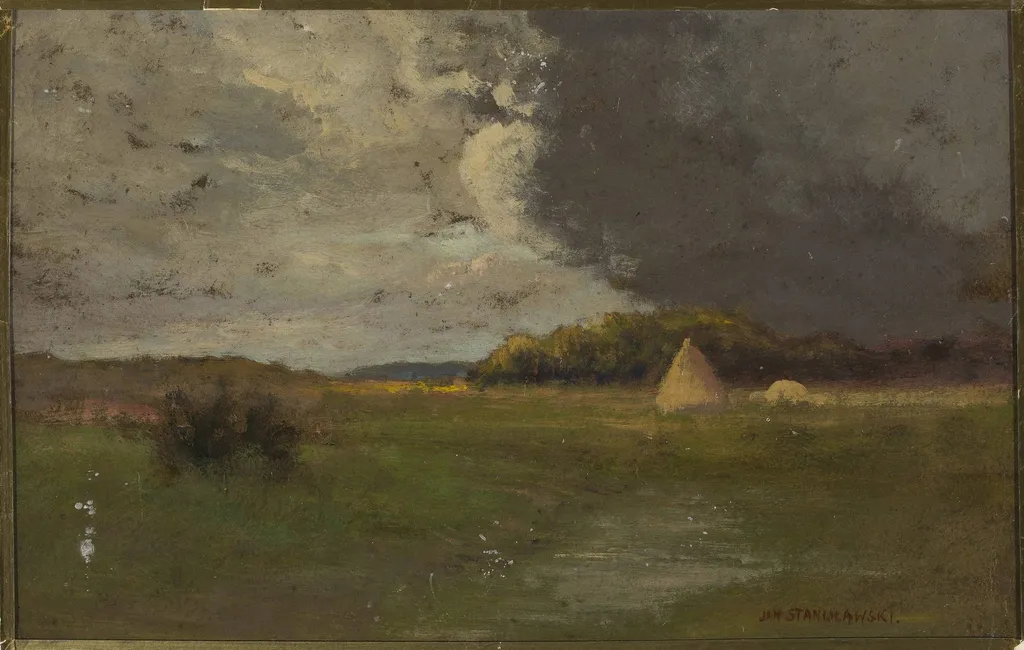 Landscape with a haystack, by Jan Stanisławski, oil, 1893