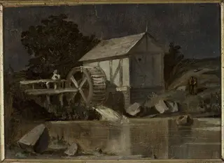 Mill at the river on a moonlit night, by Jan Stanisławski, 1892
