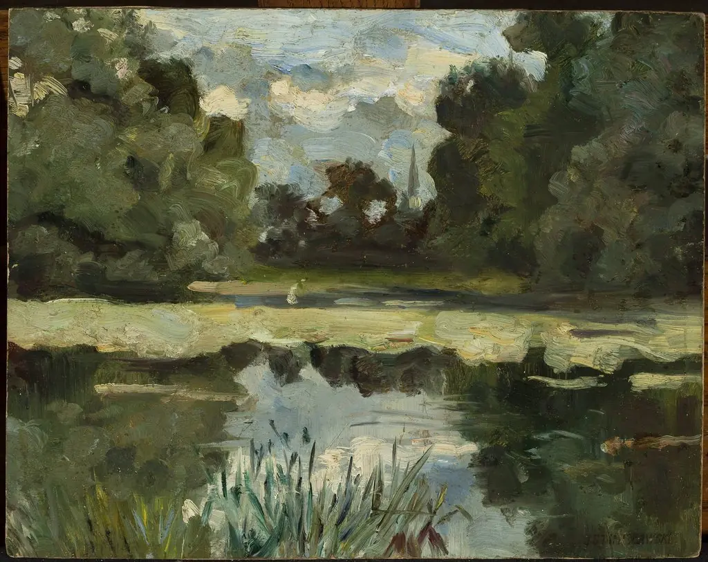 Park landscape with a pond, by Jan Stanisławski