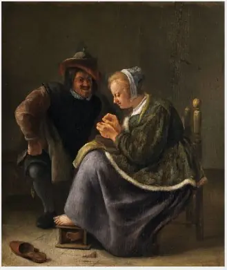 A Woman Mending a Stocking, by Jan Steen