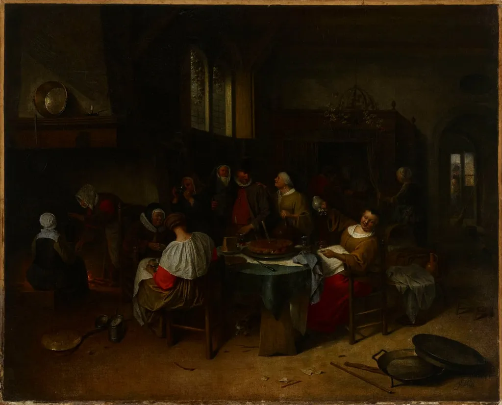 Ristiäisjuhla, by Jan Steen, unspecified, 1673