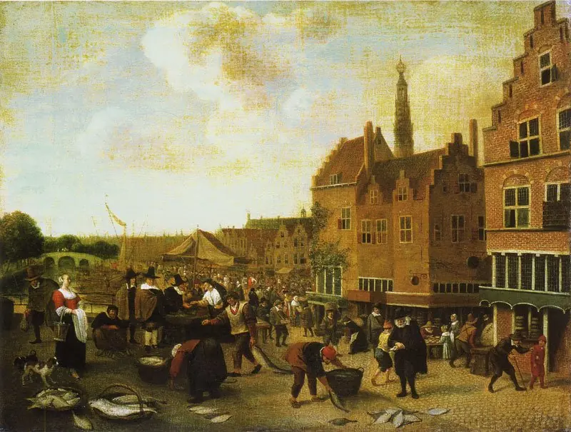 The Fish Market at Leiden, by Jan Steen