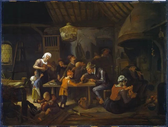 The Lean Kitchen, by Jan Steen, oil, 1653