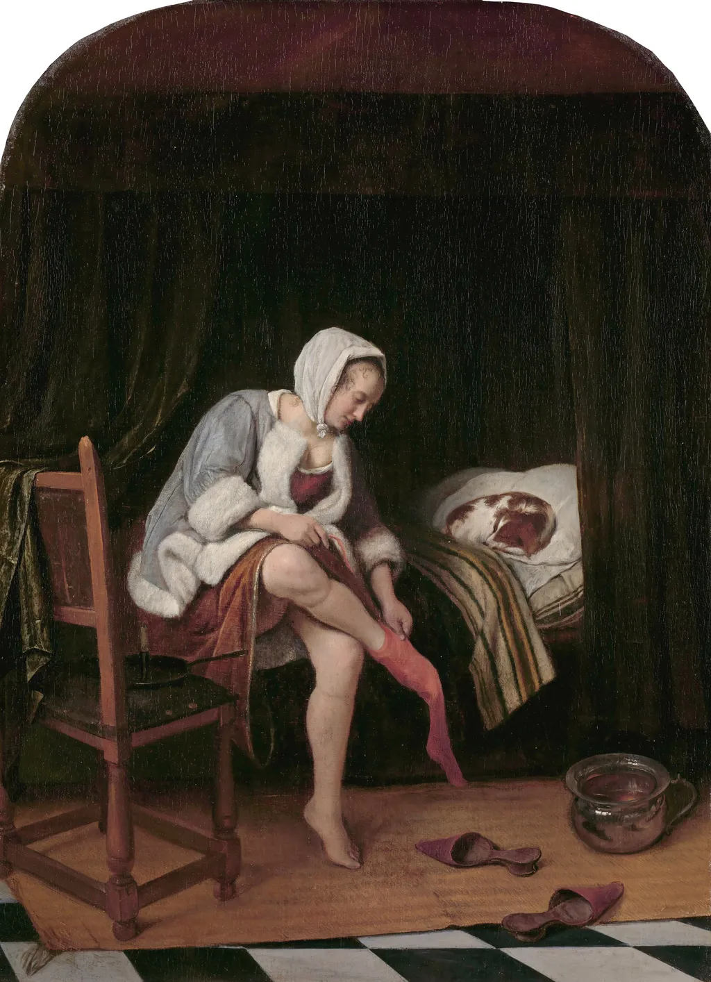 Woman at her Toilet, by Jan Steen, oil, 1657