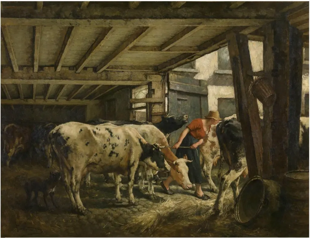 Leaving the barn, by Jan Stobbaerts