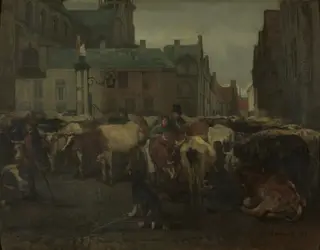 The Cattle Market in Antwerp, by Jan Stobbaerts, 1861