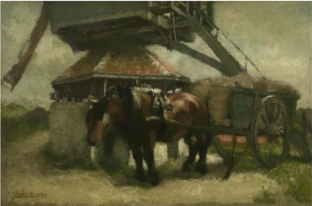 Windmill at the Kiel, by Jan Stobbaerts, oil, 1894
