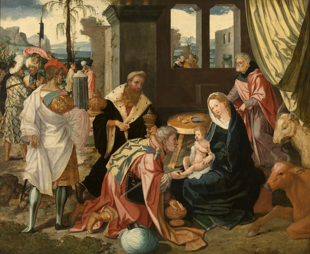 The Adoration of the Magi, by Jan Swart van Groningen, oil, 1549
