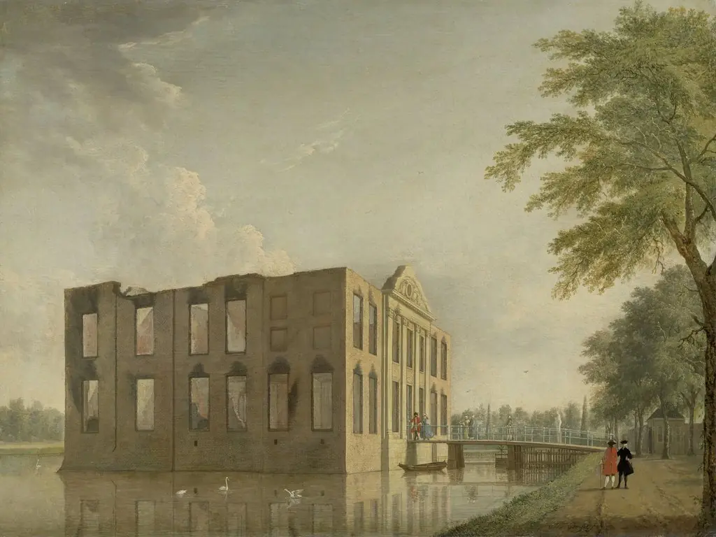 Berckenrode Castle in Heemstede after the Fire, by Jan ten Compe