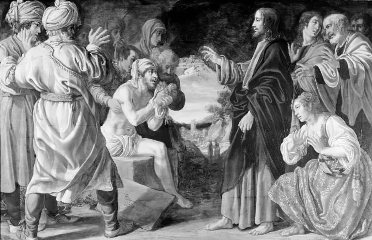 The Raising of Lazarus, by Jan Tengnagel, unspecified, 1615