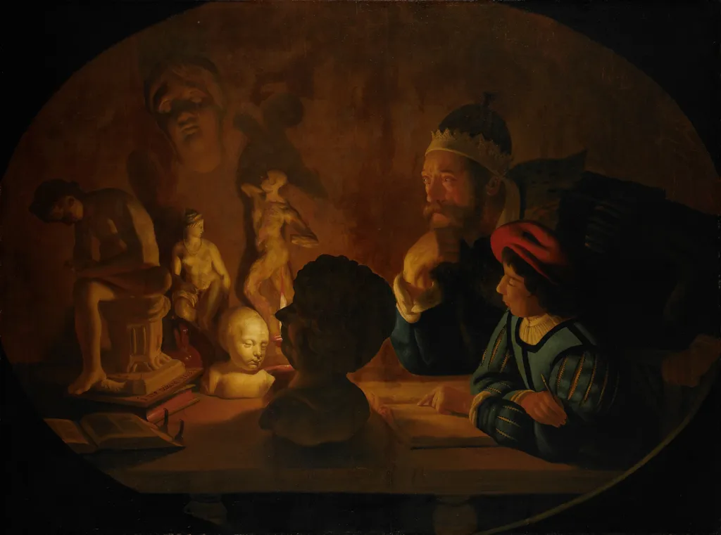 The drawing lesson, by Jan ter Borch, oil, 1634