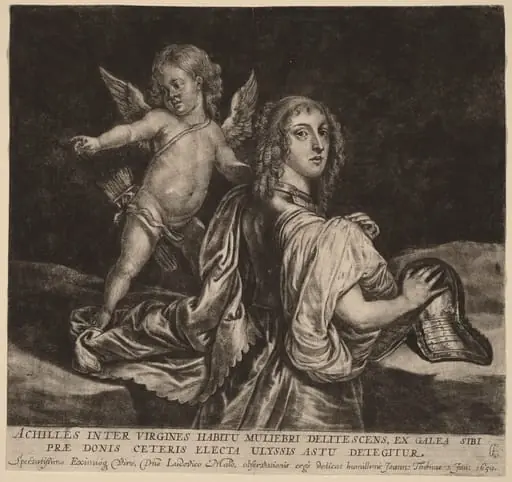 Achilles as Pyrrha with Cupid, by Jan Thomas