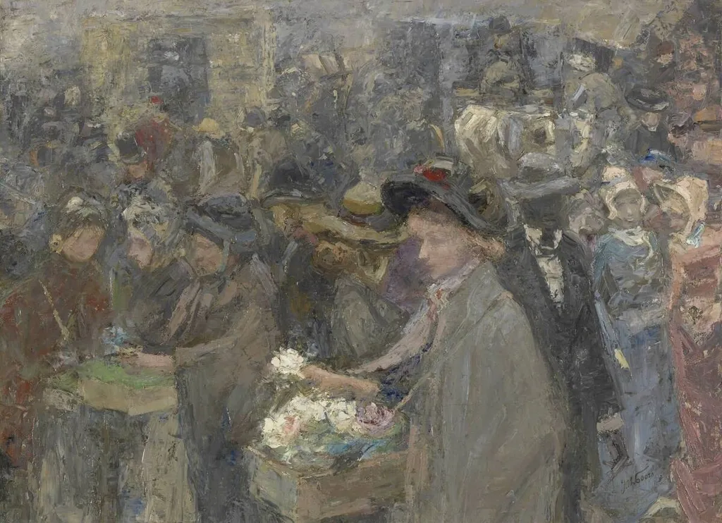 Bloemenmarkt in Londen, by Jan Toorop, unspecified, 1893