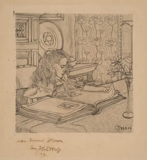 Charley Looking at an Album of Prints, by Jan Toorop