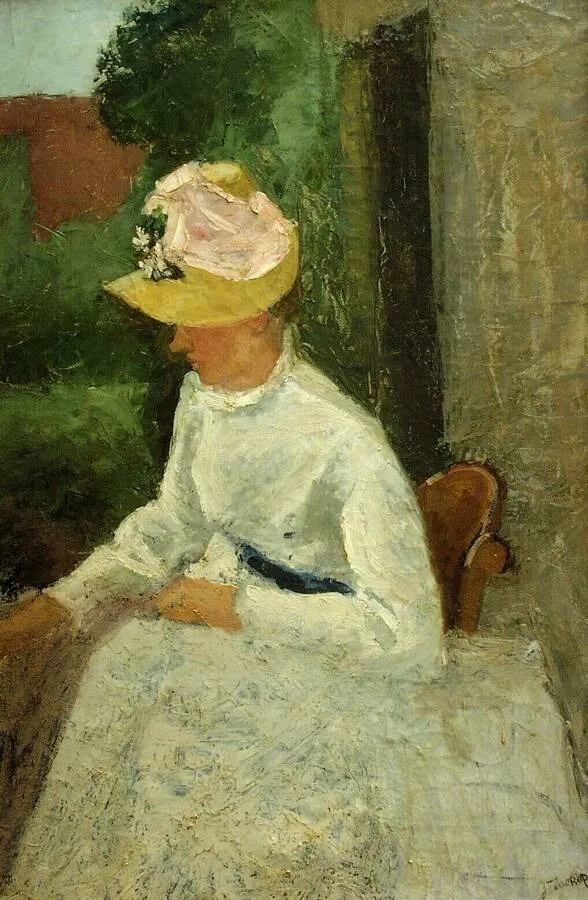 Dame in het wit, by Jan Toorop, oil, 1894