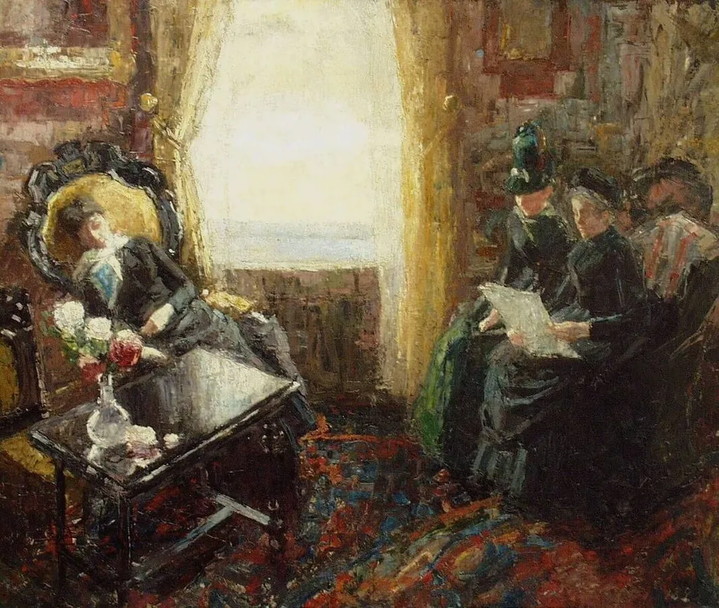 Interieur met drie vrouwen, by Jan Toorop, unspecified, 1893