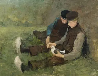 Jongens met duif, by Jan Toorop, 1894