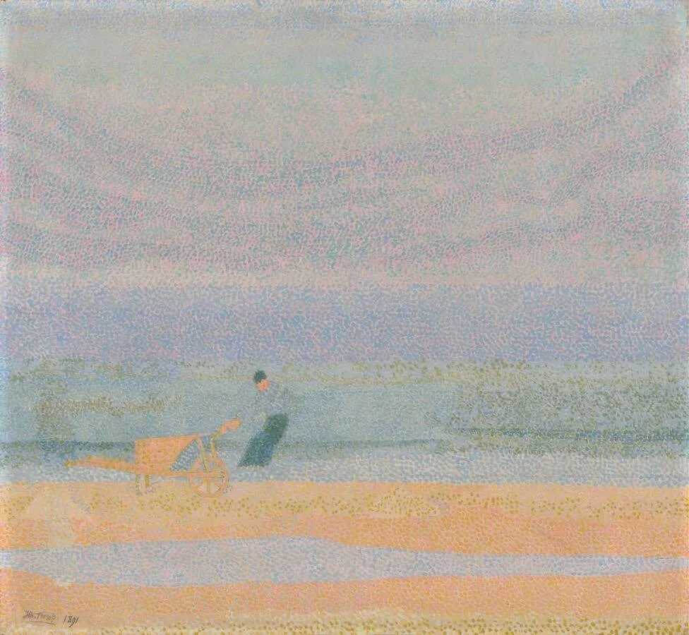 Schelpenvisser op het strand, by Jan Toorop, oil, 1896