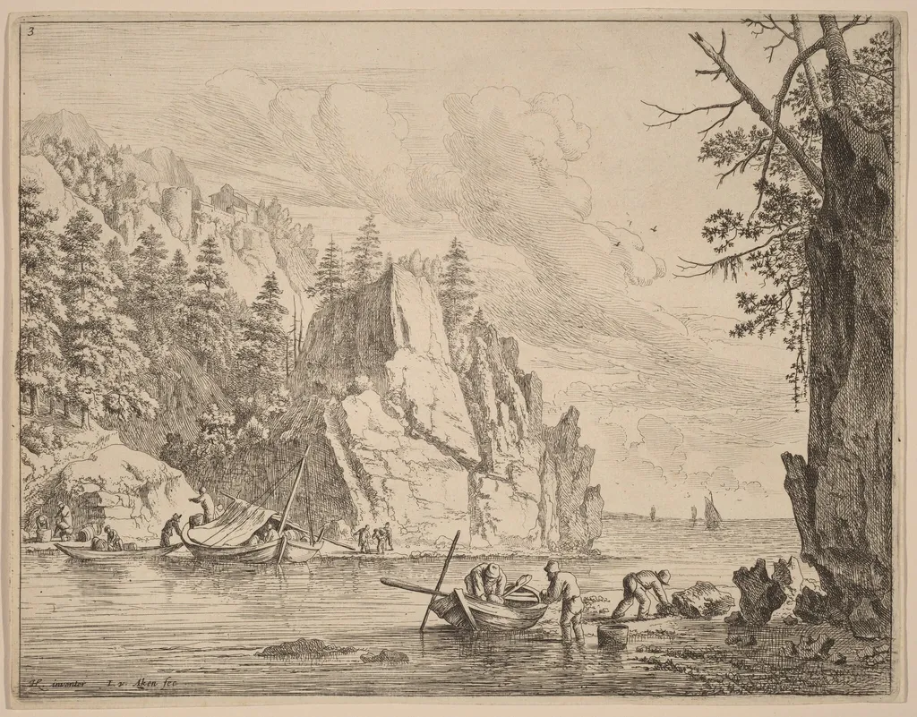 View of the River Rhine, by Jan van Aken, ink, 1638