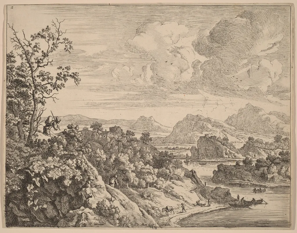 View of the River Rhine, by Jan van Aken, ink, 1638