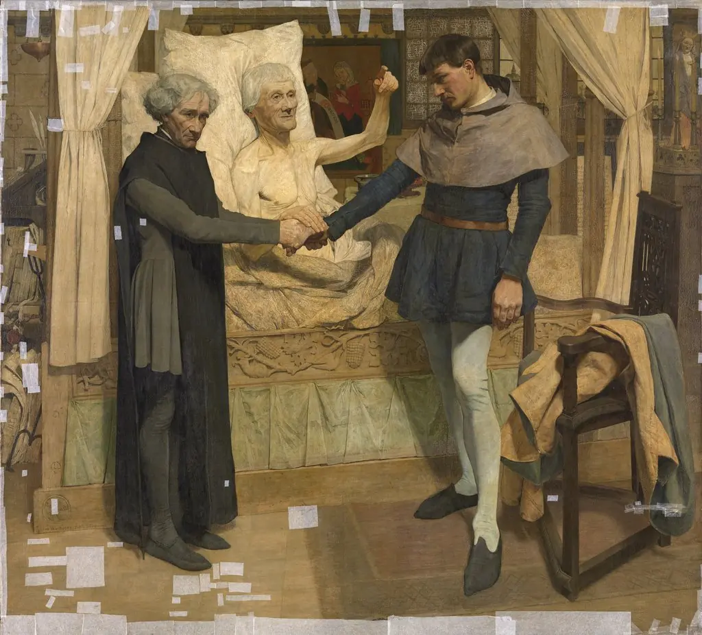 Jacob van Maerlant Predicting Jan Breydel en Pieter de Coninck the Liberation of Flanders on his Deathbed, by Jan van Beers