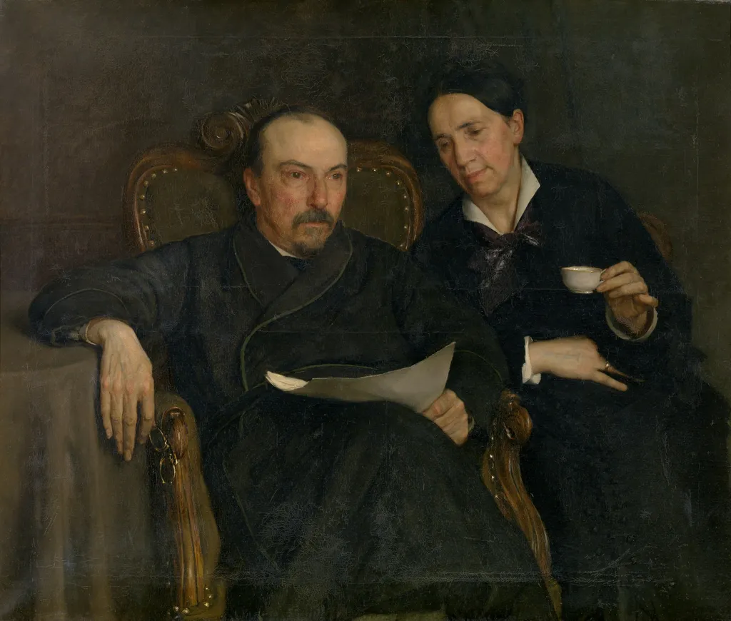 The Poet Jan Van Beers and his Wife, The Artist's Parents, by Jan van Beers, oil, 1899