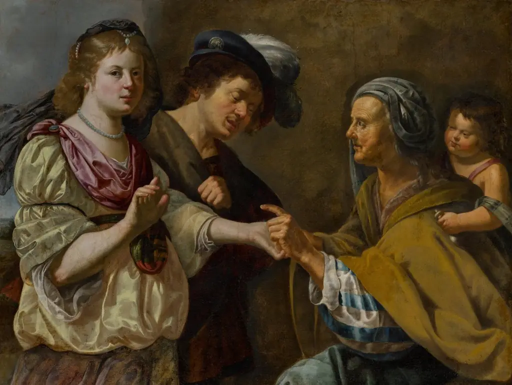Wahrsagerin mit jungem Paar, by Jan van Bijlert